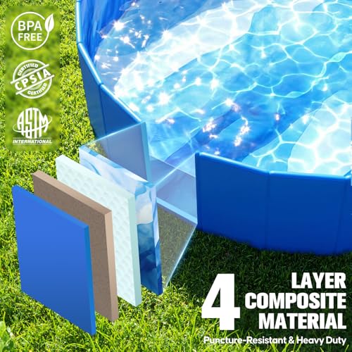 Foldable Dog Pool - Portable PVC Dog Bathtub for Large Dogs, Blue Pool, Dog Pool, Foldable Dog Pools for Small Dogs
