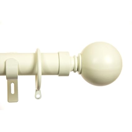 Ashton Cream 28mm O Metal Curtain Poles Ball Finial 120cm