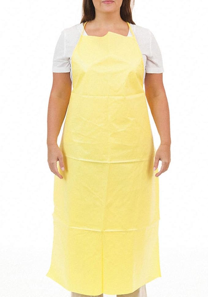 Disposable Bib Apron, Yellow, 46" Length, 28" Width, Material Pack 20