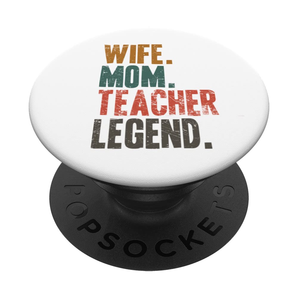 Wife Mom Teacher Funny Teacher Mother PopSockets Swappable PopGrip
