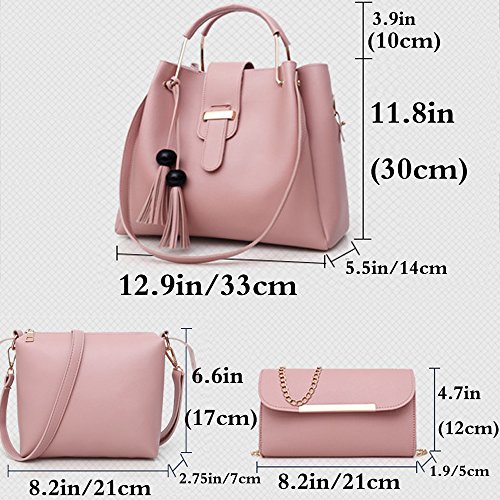 FiveloveTwo-Damen-3Pcs-PU-Leder-Tasche-Set-Handtasche-Schultertasche-Umhngetasche-Henkeltaschen-Rucksackhandtaschen-Shopper-Clutches-Handbag-Set-Tote-Tragetaschen