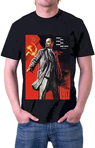 Vladimir Lenin Russian Communist Revolution Marx Vintage Art T-Shirt by Jerry Jackson MADE IN THE USA (Small)