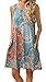 ETCYY Women's Summer Casual Sleeveless Floral Printed Swing Dress Sundress with Pockets