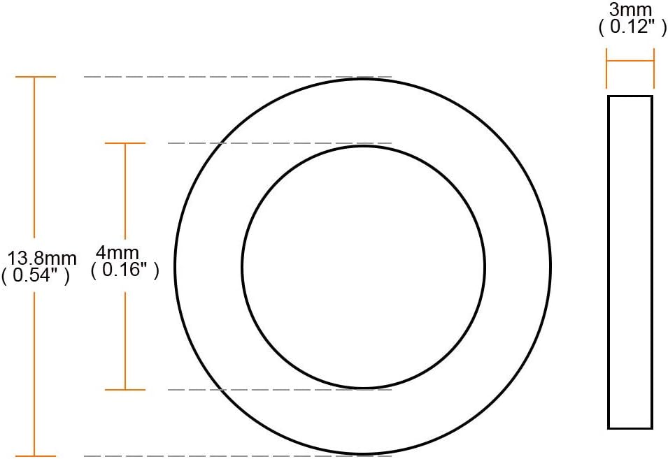 sourcingmap Rubber Flat Washers 13.8mm OD 4mm ID 3mm Thickness for Faucet Pipe Water Hose Pack of 50, Black, 13.8mmx4mmx3mm - Image 3