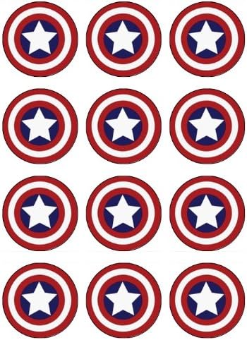 EDIBLE CAPTAIN AMERICA Cupcake Toppers Edible Image or Cookie Toppers for Superhero Birthday party