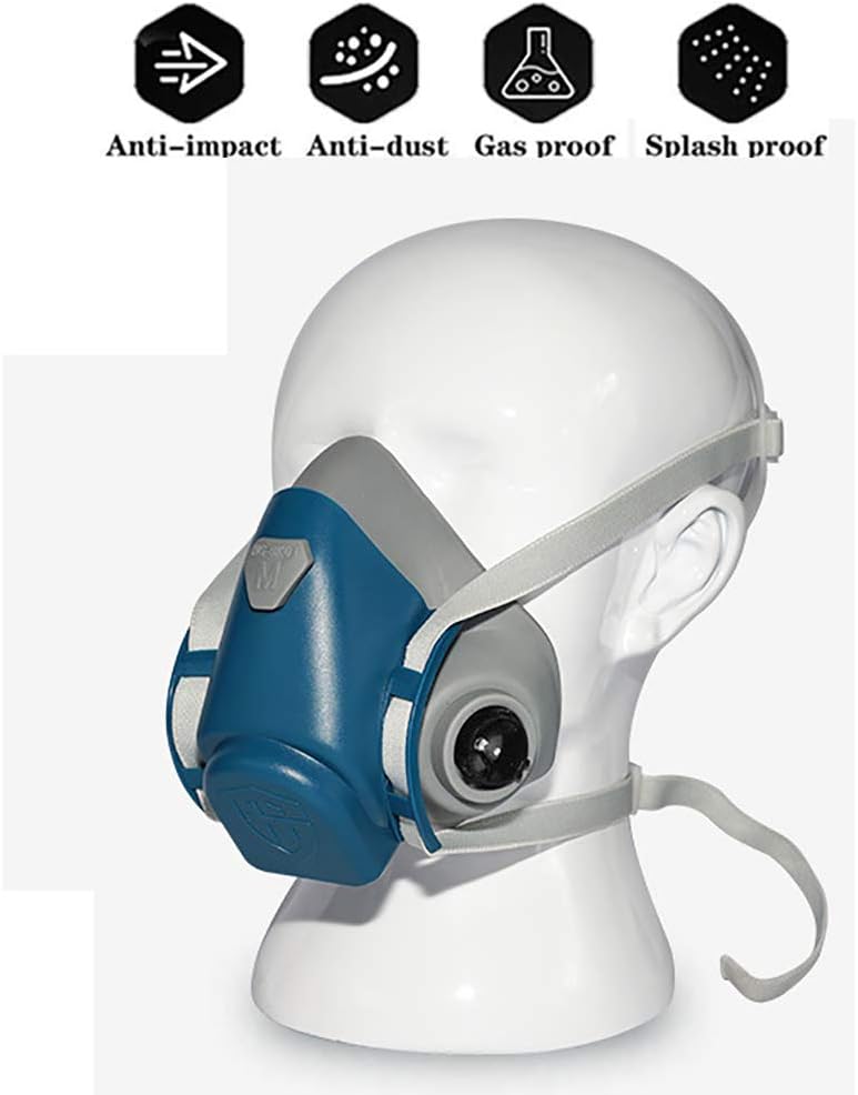 Half Gas Mask, Respirator Dust Mask Spray Paint Mask Professional Dual Cartridge Respirator for Chemical Pesticide Welding and Other Work Protection Reusable Mask