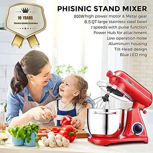 PHISINIC Stand Mixer, All Metal Housing /800W 6.5QT Pure Copper Motor