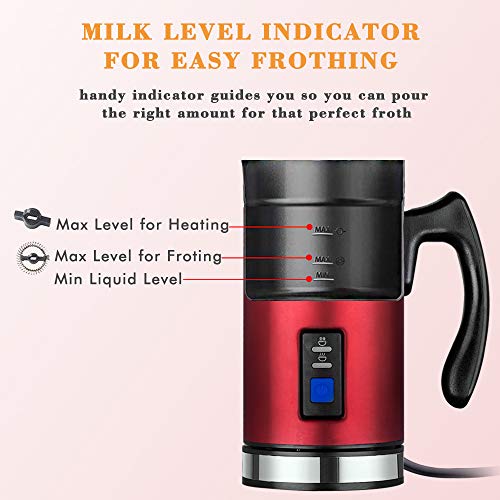 Huogary Milk Frother, Electric Milk Steamer for Hot and Cold Milk,Stainless Steel Milk Warmer,Silent Operation and Non-Stick Interior