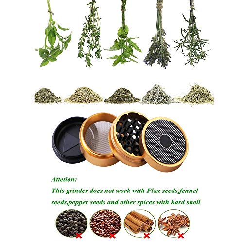 4 Piece Premium Aluminum Herb Grinders,Speaker Pattern Metal Tobacco Grinder with Sifter and Magnetic Top,2.4inch(Gold)