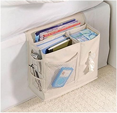 WGAWME Sofa Storage Under Bed Mattress Book Remote Bag Organizer 6 Pockets Beige