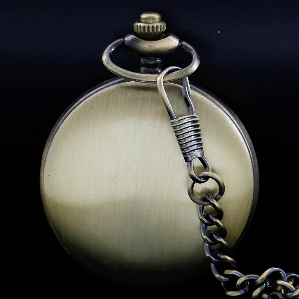 Tiong Smooth Pocket Watch,Personalized Pocket Watch,Customized Watches for Men,Engraved Pocket Watches for Father‘s Day with Chain