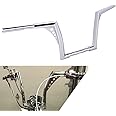 OUMURS 10” Rise 1-1/4" Motorcycle Handlebar Ape Hanger Bar Drag Handlebars Z Bars Chrome Drop Down For Harley Touring Chopper Sportster Racing