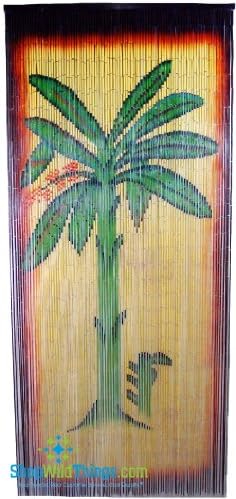 Banana Tree Scene Painted Bamboo Beaded Curtain