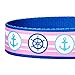 Blueberry Pet Essentials 5 Patterns Versatile Bon Voyage Nautical Navy Sailor Designer Adjustable Dog Collar, Medium, Neck 14.5