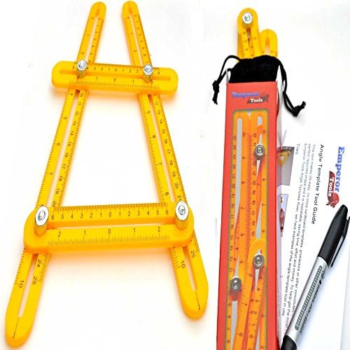 ANGLEIZER TEMPLATE TOOL WITH USER GUIDE, BAG, METAL SCREWS – The Angleizer Easy Angle Ruler with Quick User Guide, Marker Pen and Protection Bag for Lifetime Multi Angle Work idea by EMPEROR TOOLS
