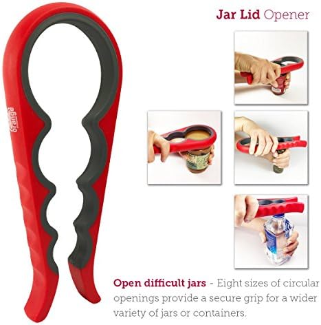 Jar and Bottle Opener – A “MUST” for seniors or anyone who suffers from arthritis “Helps with tired and wet hands” – Great for removing Stubborn Jar Lids and Bottle caps - by Orange Kitchenware