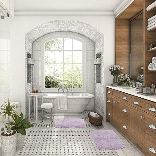 Walensee Shaggy 2 Piece Bath Rug Set, (20 x 32, 2 Pack Set, Lavender