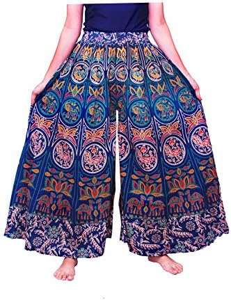 Ayat Cotton Women's Smocked Waist Harem Hippie Trousers Boho Palazzo Bohemian Pants Good for Party Holiday Yoga