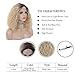 Pinkshow Ombre Blonde Lace Front Wig Bob Curly Golden Hair Wig Dark Root Heat Resistant Hair for Fashion Women Shoulder Length 14 Inch Wig