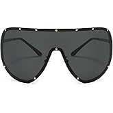 willochra Ladies Polarized Sunglasses Fashion Vintage Goggles Eyewear for Men Oversized Big Frame Rivet Sun Glasses UV400 F27