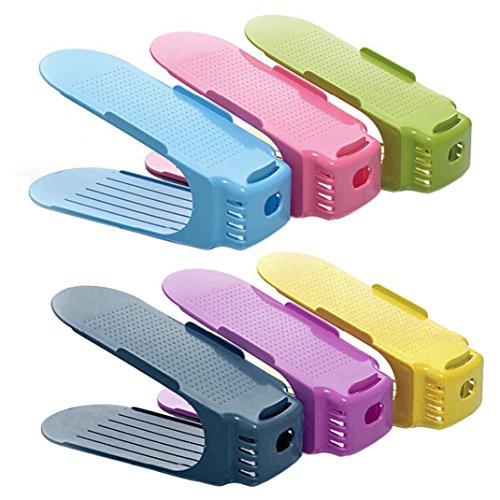 Hot Sale ! ღ Ninasill ღ Display Rack Shoes Organizer Space-Saving Plastic Storage Rack (Colorful)