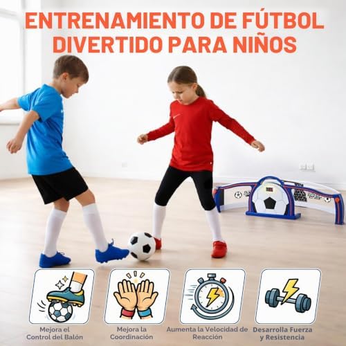 Porteria Futbol Niños Interior, Portería Infantil con Contador de Puntos y 2 Modos, Entrenamiento Futbol Niños Reacción y Coordinación, Regalo Futbol 6-12 Años