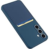 Karrint Designed for Samsung Galaxy S25 Case with Card Holder for Women Men Soft Liquid Silicone Cover [Microfiber Lining] Shockproof Slim for Samsung Galaxy S25 Wallet Case Blue