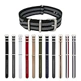 ARCHER Watch Straps, Premium Nylon NATO Straps, Choice of Color and Size (Black/Gray, 18mm)
