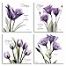 GOUPSKY Art - Modern Giclee Prints Framed Artwork Dream Hope Imagine and Believe Purple Flickering Flowers Pictures Photo Paintings on Canvas Wall Art for Home Wall Decor 4Pcs/Sets