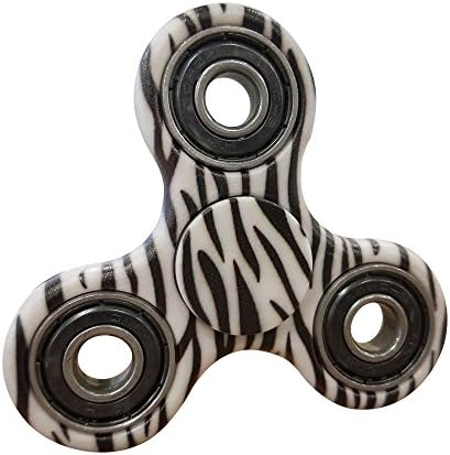 New Black &amp; White Zebra Pattern Fidget Spinner for Stress Relief Focus Handheld Toy- ADHD Anxiety Boredom Reducer - 2 Minute Plus Spin Time!
