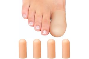 LINKPEACE Soft Gel Toe Cap - 4 Big Toe Protectors for Women & Men, Cushioning Toe Sleeves to Provide Relief from Missing/Ingr