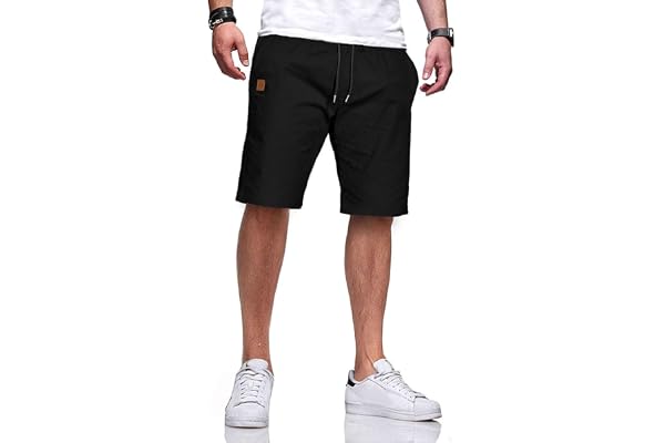 Tansozer Mens Shorts Casual Classic Fit Drawstring Workout Chino Beach Shorts with Elastic Waist and Pockets