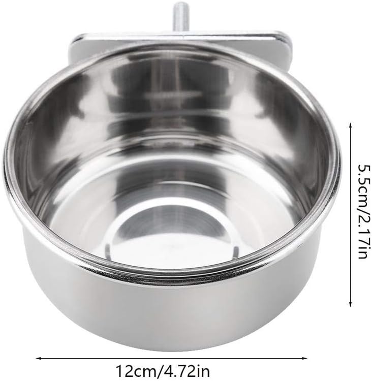 Duokon Stainless Steel Hanging Bowl for Bird Parrot Parakeet Feeder Bird Cage Food Water Feeding Accessory (M) - Image 3