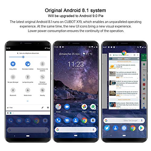 CUBOT X19 64GB 5.93-Inch FHD+ 4G Smartphone Unlocked with 4GB RAM, Android 9.0, Dual Sim, 4000mAh Battery, 16MP Camera, Fingerprint Sensor,Face ID-Gradient - Thumbnail 3