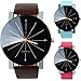 Sandistore 1PC Men Quartz Dial Clock Leather Wrist Watch Round Case (Coffee)