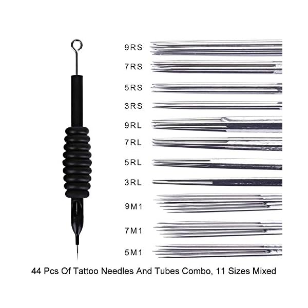 Tattoo Needles Tube Combo, Youzone 44pcs Assorted Presterilized Tattoo