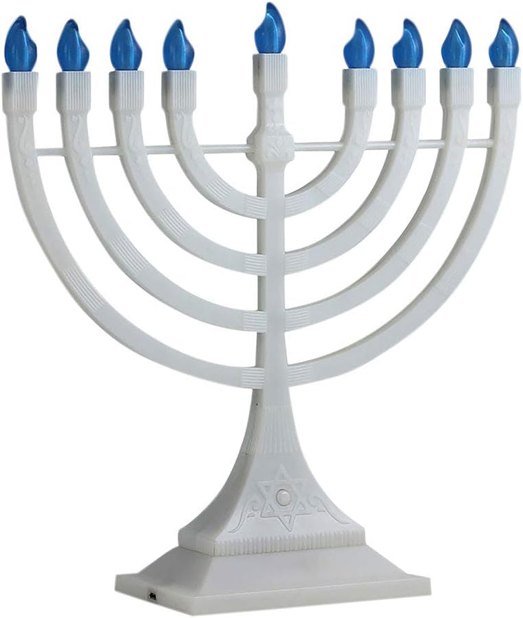 Zion Judaica LED Electric Hanukkah Menorah - Battery or USB Powered (Silver) - Batteries and Cable Not Included: Home & Kitchen