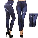 Women Fashion Jeggings Jean Look Printed Leggings Pants Stretchy Skinny Slim S-L