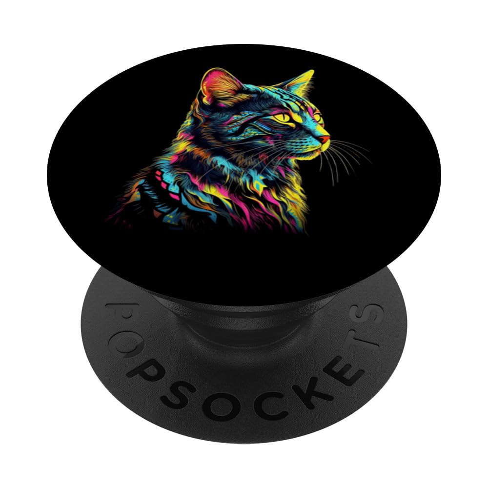 Colourful Art Cat Motif Animal Cat PopSockets Swappable PopGrip