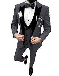 Wangyue Steel Grey 3 Piece Mens Tuxedo Double