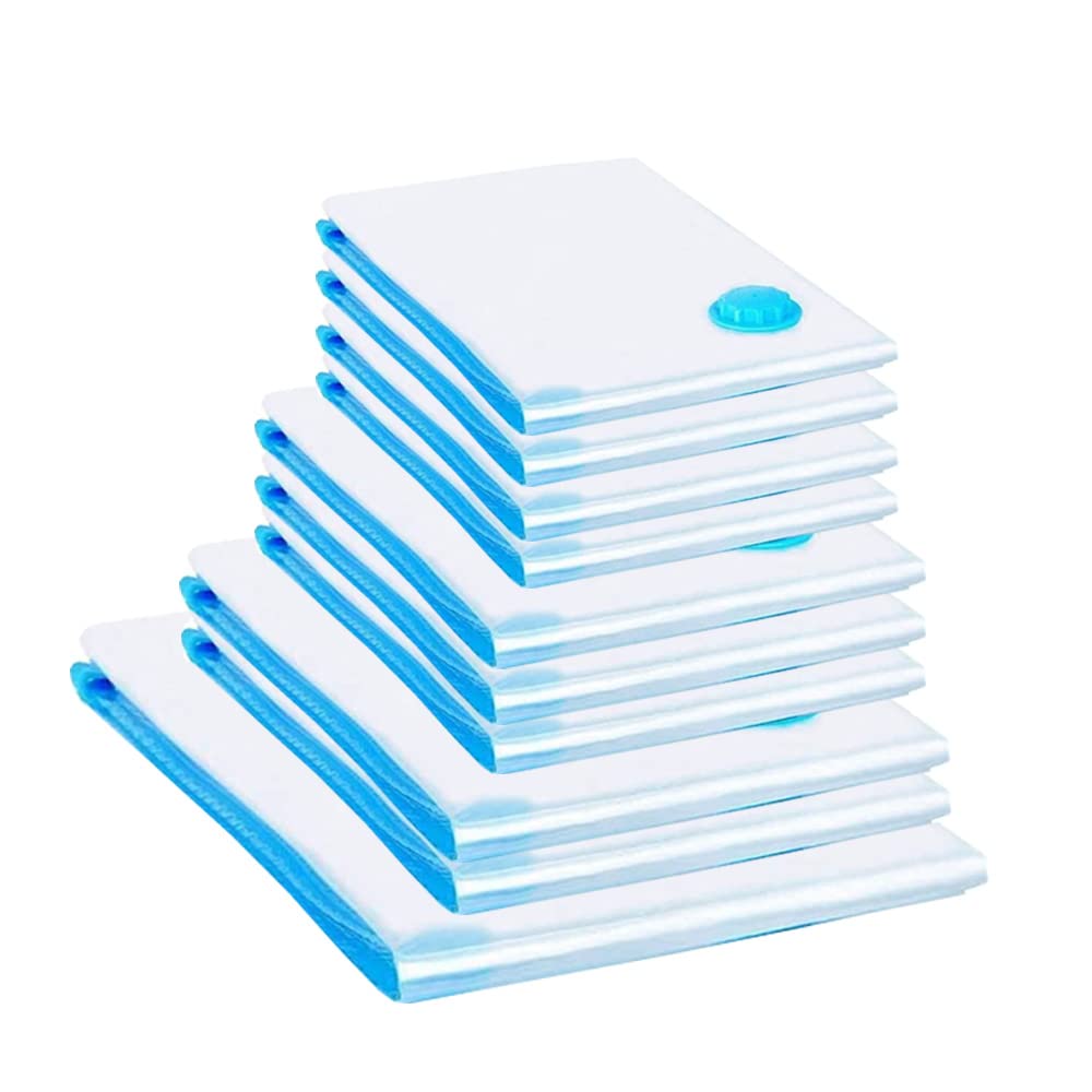 TMZ Pack of 10 Assorted Vacuum Bags 4x Small (50x70cm), 3x Medium (50x90cm), 2x Large (80x100cm), 1x Extra (100x130cm), Reusable for Storage Coats Clothes Towels Bedding Duvet Blanket Curtains