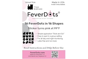 FeverDots, Fever Alert Stickers in Shapes and Hearts (Variety Shapes, 16 Count)