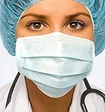 Samitize 50 Count Non Woven 3-ply White Surgical Mask with Elastic Ear Loop - Disposable Filter Face Mask (Blue)