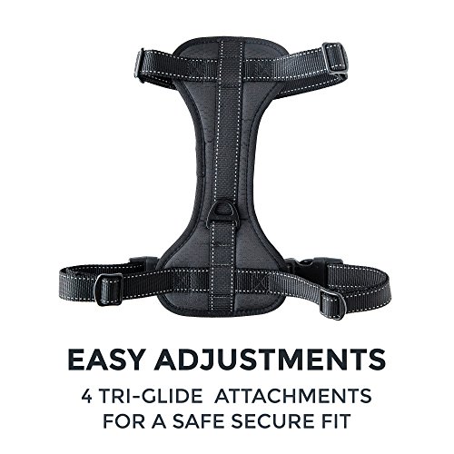 Mighty Paw Dog Car Harness - Vehicle Safety Gear - 2 Leash Attachment - Adjustable Straps - Reflective Stitching - Soft Padding - Standard Harness Functionality - No Pull Front Leash Attachment - L