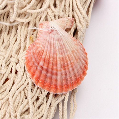 image for Rosoz Nature Fish Net Wall Decoration with Shells, Ocean Themed Wall H