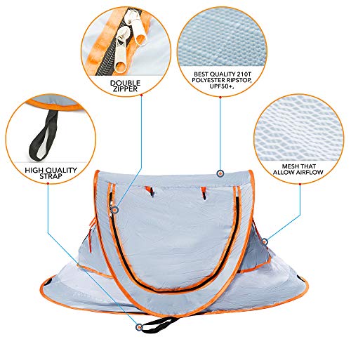 SiestaPod Portable Baby Sun Tent | Lightweight UPF 50+ Infant Skin Protection for Travel, Camping, and Play | Mosquito Net and Sunshade