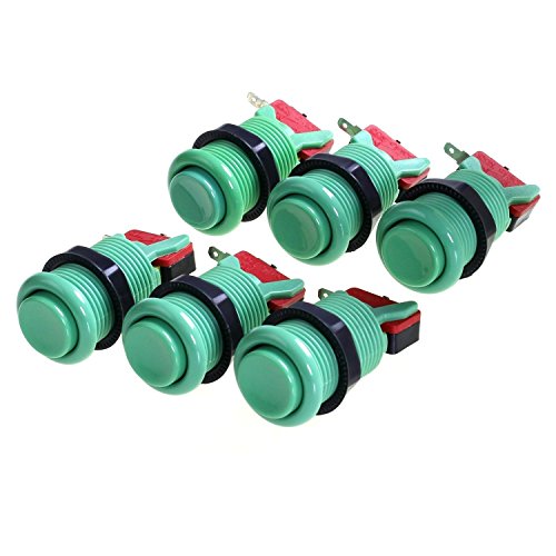 American Style 28mm Standard Arcade Push Button 6 Pack Green With Microswitch by Atomic Market