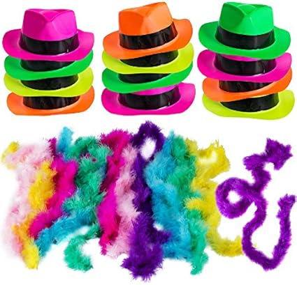 neon fedora party hats
