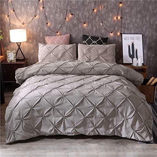 MILIMIEYIK Luxury Bedding Set Modern Striped Cotton Duvet Cover Full 3 Piece Quality Men Boys Comforter Solid Color Quilt Grey