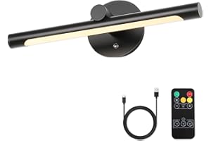 JUSHENG Black Wireless Picture Lights with Remote and Timer Battery Operated Art Lights for Wall Rechargeable Gallery Painting Lights 16.45 Inch 3W